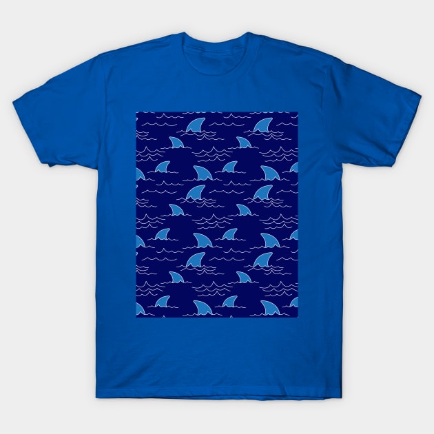 Shark Fins Pattern T-Shirt by HotHibiscus